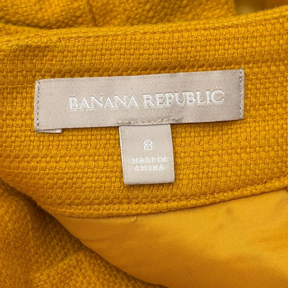Banana Republic Mustard Yellow Gold Textured Cotton Pencil Skirt Womens 8 Career